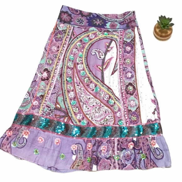 Boho Chic Sequin Skirt - Picture 1 of 5